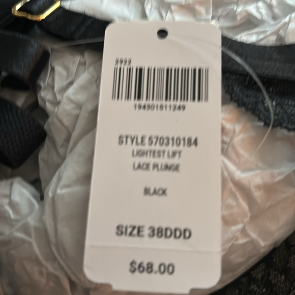 NWT SOMA black lightest lift lace plunge bra, 38DDD - Picture 4 of 5